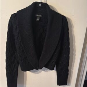 White House Black Market Black Cropped Cardigan w/sparkle
